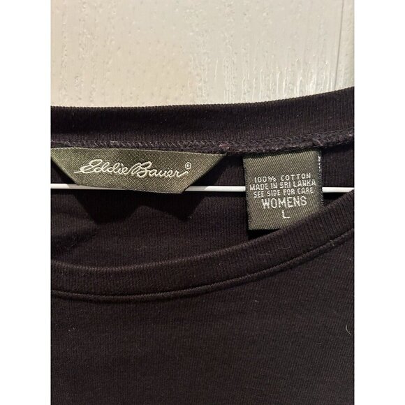 2 Eddie Bauer Tops long sleeve Crew Neck Tee Black and Lavender Both size Large - Picture 3 of 9